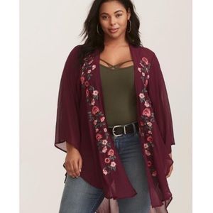 Burgundy Floral Kimono